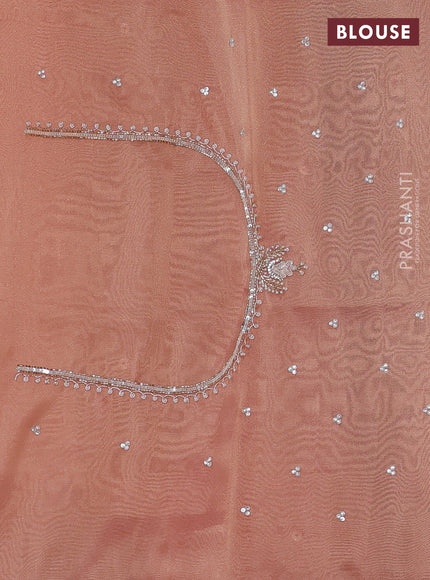 Peach Tissue Silk Embroidery Saree