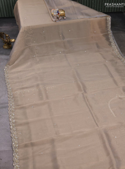 Beige Tissue Silk Embroidery Saree