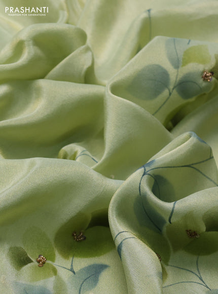 Pista Green Tissue Silk Embroidery Saree