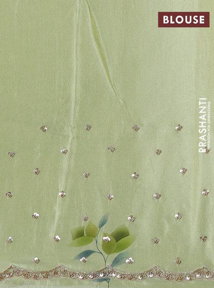 Pista Green Tissue Silk Embroidery Saree