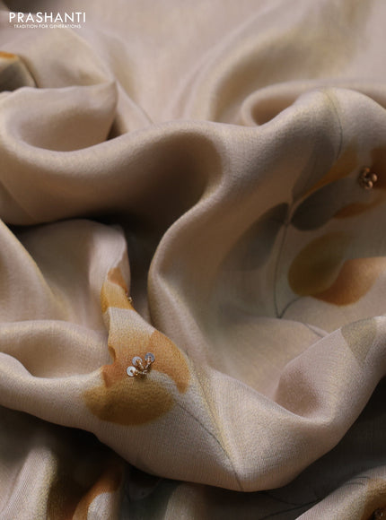 Beige Tissue Silk Embroidery Saree