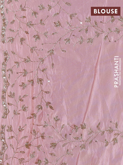 Light Pink Tissue Silk Embroidery Saree