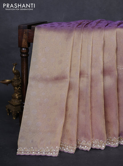Pastel Lavender Tissue silk Embroidery Saree