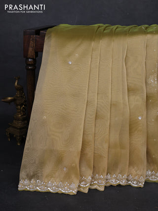 Yellow Tissue silk Embroidery Saree