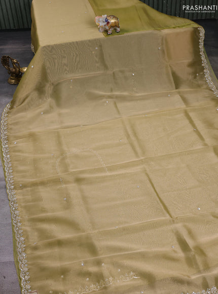Yellow Tissue silk Embroidery Saree