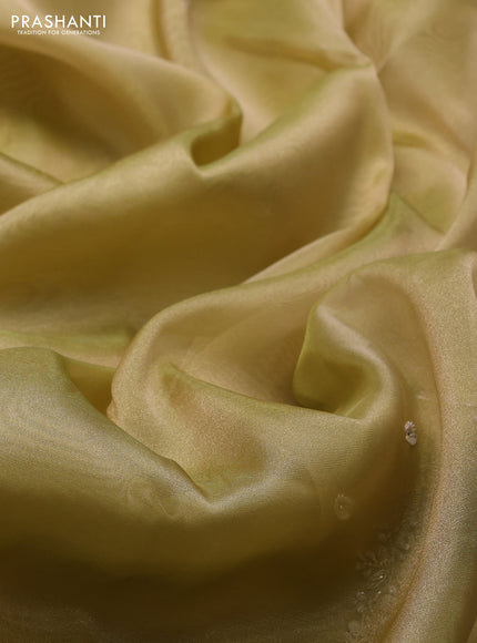 Yellow Tissue silk Embroidery Saree