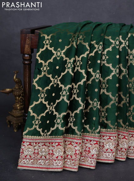 Green & Red Banarasi silk Embroidery saree