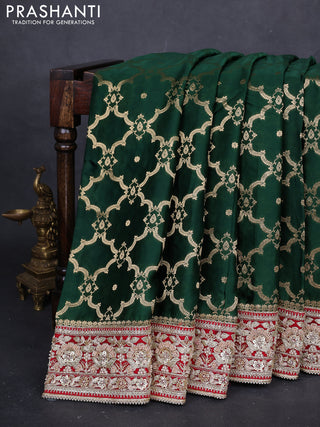 Green & Red Banarasi silk Embroidery saree