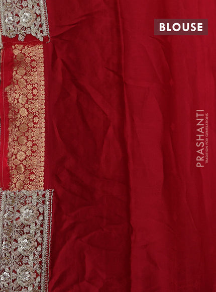 Green & Red Banarasi silk Embroidery saree