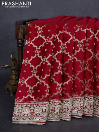 Red Banarasi silk Embroidery saree