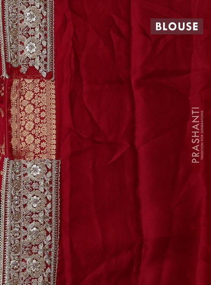 Red Banarasi silk Embroidery saree