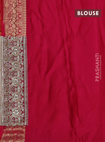 Orange Banarasi silk Embroidery saree