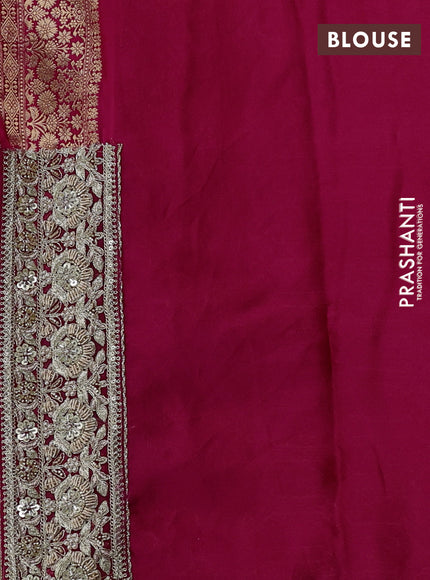 Orange Banarasi silk Embroidery saree
