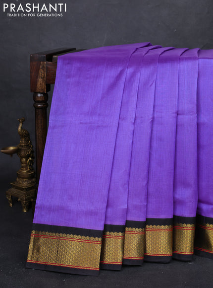 Lavender & Black Silk Cotton Korvai Saree