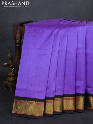 Lavender & Black Silk Cotton Korvai Saree