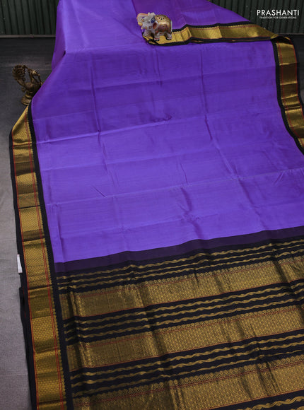 Lavender & Black Silk Cotton Korvai Saree