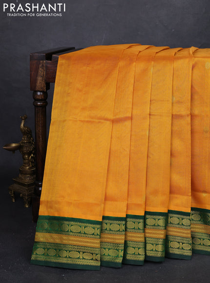 Mustard Yellow & Green Silk Cotton Korvai - Buttas