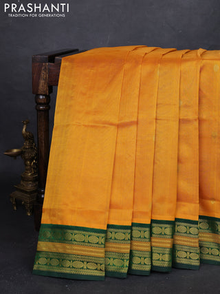 Mustard Yellow & Green Silk Cotton Korvai - Buttas