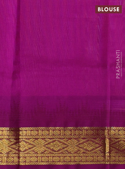 Peach Orange & Magenta Pink Silk Cotton Korvai Saree