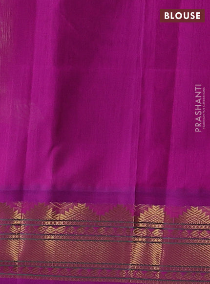 Green & Magenta Pink Silk Cotton Korvai Saree
