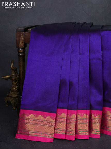 Violet & Pink Silk Cotton Korvai Saree