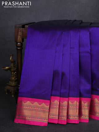 Violet & Pink Silk Cotton Korvai Saree