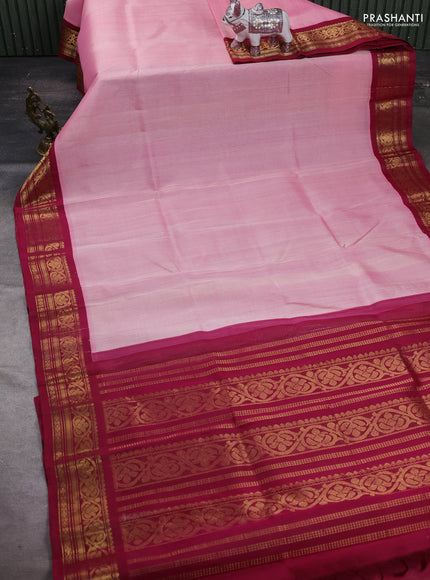 Pastel Pink & Wine Silk Cotton Korvai Saree