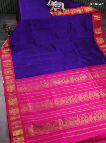 Violet & Pink Silk Cotton Korvai Saree