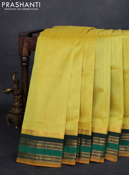 Lime Yellow & Green Silk Cotton Korvai Saree