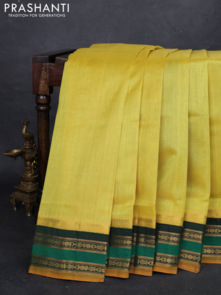 Lime Yellow & Green Silk Cotton Korvai Saree
