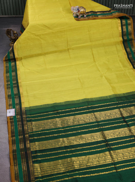 Lime Yellow & Green Silk Cotton Korvai Saree