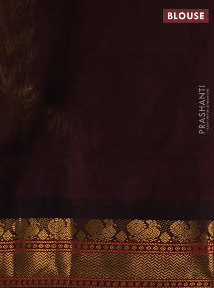 Lime Yellow & Coffee Brown Silk Cotton Korvai - Checks
