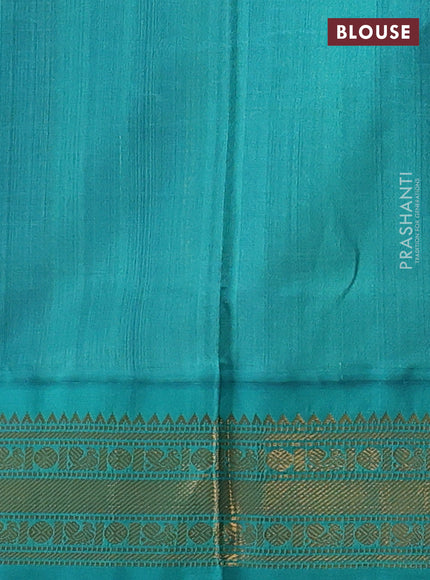 Blue & Teal Blue Silk Cotton Korvai - Buttas