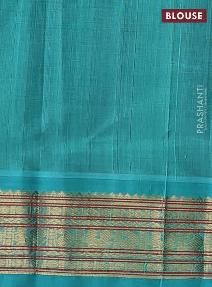 Navy Blue & Teal Blue Silk Cotton Korvai - Buttas