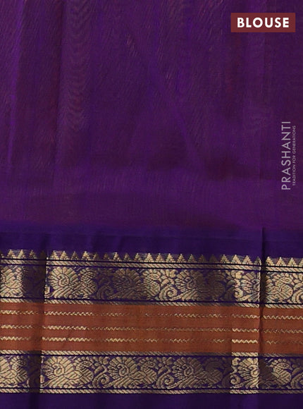 Mango Yellow & Violet Silk Cotton Korvai - Buttas