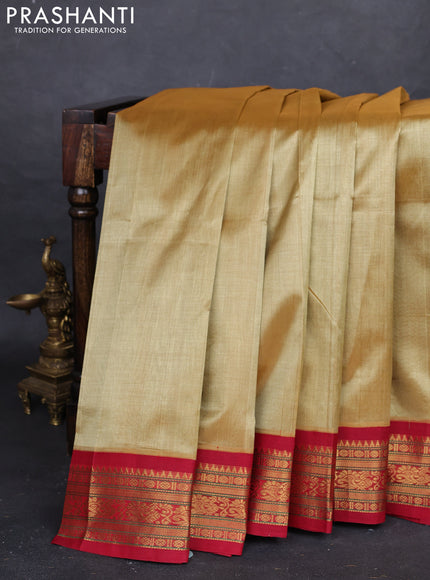 Elaichi Green & Maroon Silk Cotton Korvai Saree