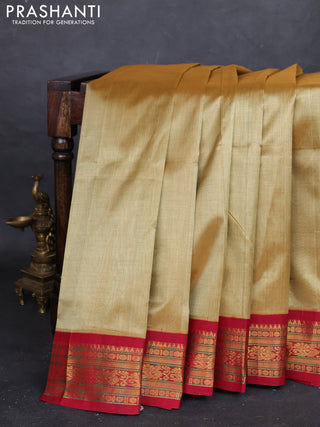 Elaichi Green & Maroon Silk Cotton Korvai Saree