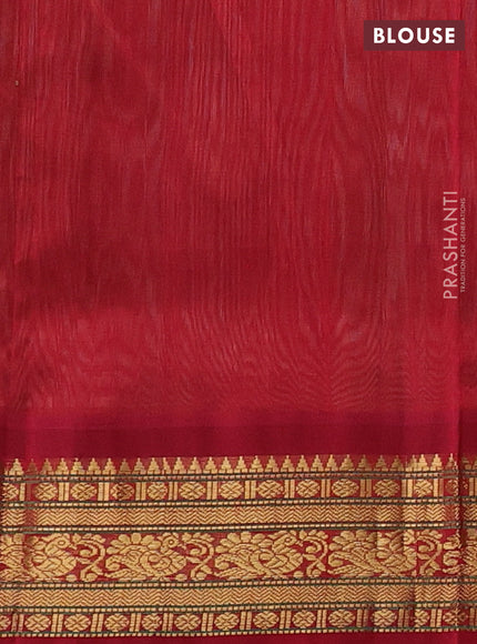 Elaichi Green & Maroon Silk Cotton Korvai Saree
