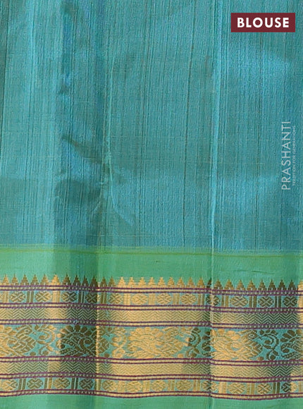 Coffee Brown & Teal Green Silk Cotton Korvai Saree