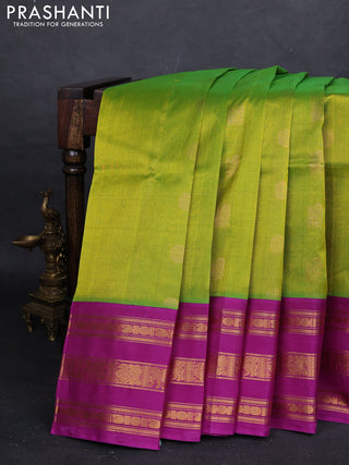 Green & Purple Silk Cotton Korvai - Buttas