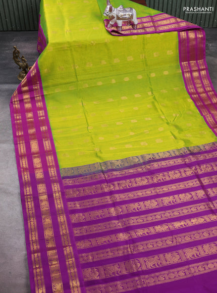 Green & Purple Silk Cotton Korvai - Buttas