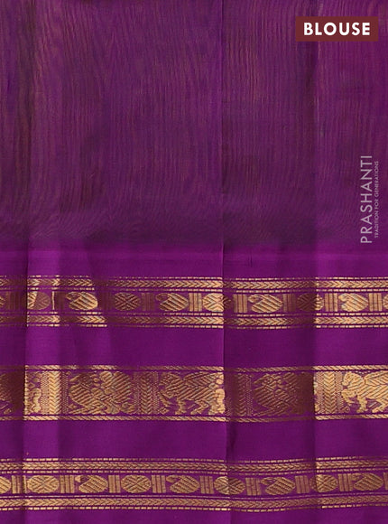 Green & Purple Silk Cotton Korvai - Buttas