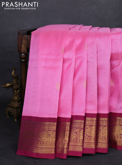 Pink & Magenta Pink Silk Cotton Korvai - Buttas