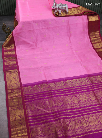 Pink & Magenta Pink Silk Cotton Korvai - Buttas