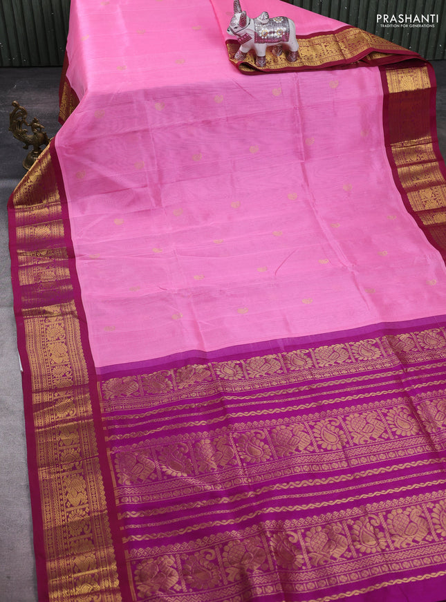 Pink & Magenta Pink Silk Cotton Korvai - Buttas