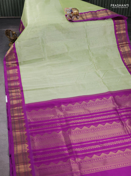 Pista Green & Magenta Pink Silk Cotton Korvai Saree