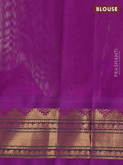 Pista Green & Magenta Pink Silk Cotton Korvai Saree