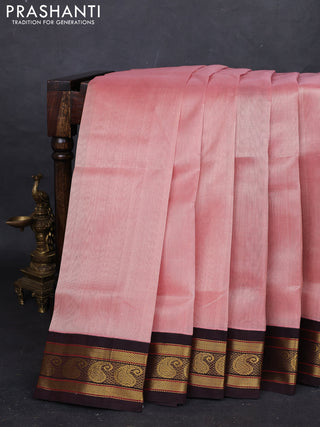 Peach & Maroon Silk Cotton Korvai Saree