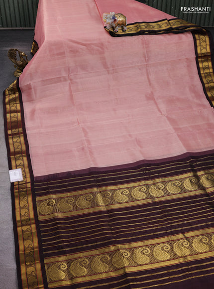 Peach & Maroon Silk Cotton Korvai Saree