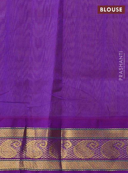Sandal & Purple Silk Cotton Korvai Saree